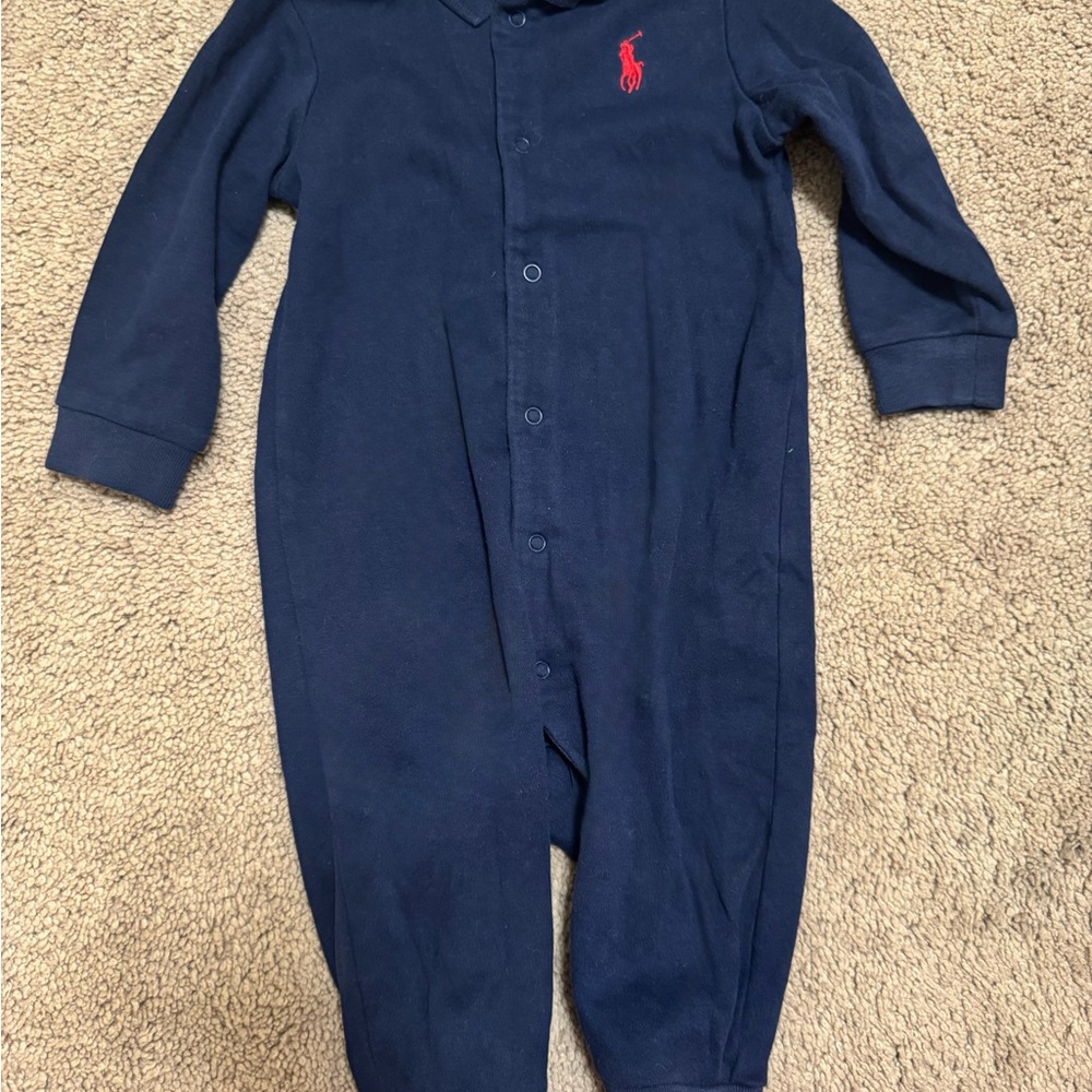 Ralph Lauren Dark Blue Footie with Red Logo